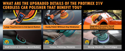 Cordless Car Buffer Polisher Kit – 21V Dual Battery, Touchscreen, 8-Speed