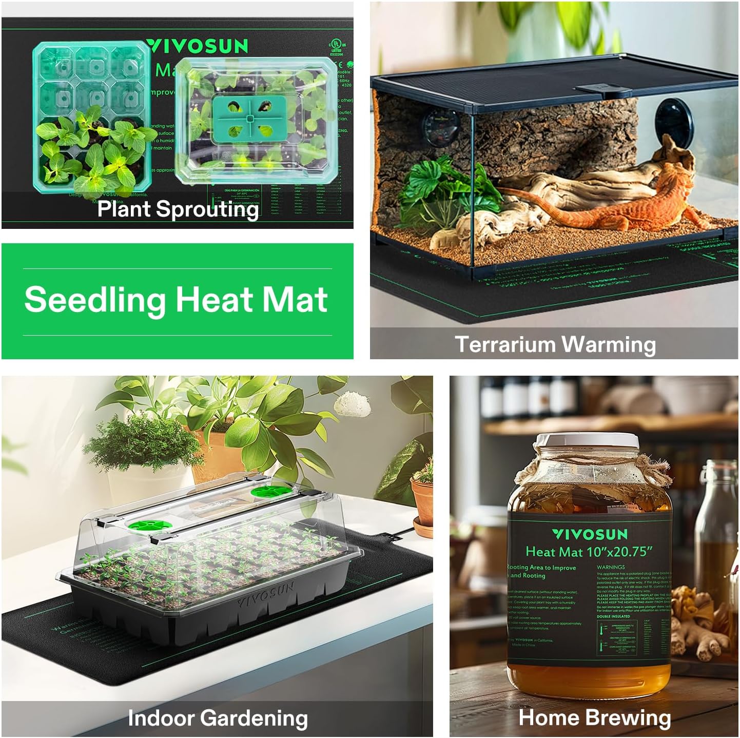 VIVOSUN 2-Pack Heavy Duty Waterproof Seedling Heating Mat – 10x20.7 Inch Hydroponic Heat Mat (MET Standard)