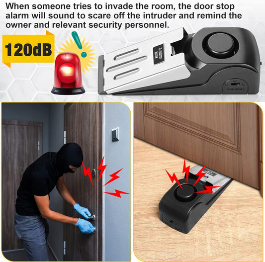 Crosize Portable Alarm Door Stopper – 120dB Security Door Stop