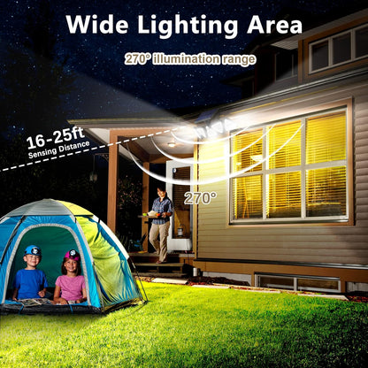 Solar Outdoor Flood Lights – 306 LED, 5 Adjustable Heads, Motion Sensor