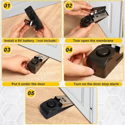 Crosize Portable Alarm Door Stopper – 120dB Security Door Stop