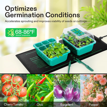 VIVOSUN 2-Pack Heavy Duty Waterproof Seedling Heating Mat – 10x20.7 Inch Hydroponic Heat Mat (MET Standard)