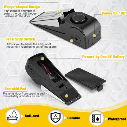 Crosize Portable Alarm Door Stopper – 120dB Security Door Stop