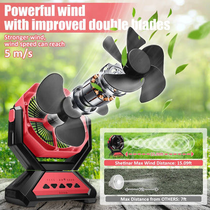 20000mAh Rechargeable Portable Fan with LED Light, Remote & Power Bank
