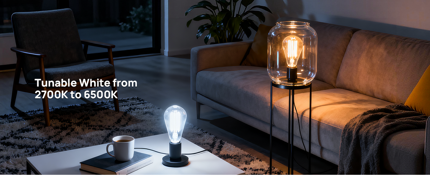 Linkind E26 Smart Edison Bulbs – Tunable White WiFi Vintage ST19 (4-Pack)