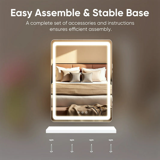 17” × 13” LED Illuminated Makeup Mirror – Touch Control with Adjustable Lighting