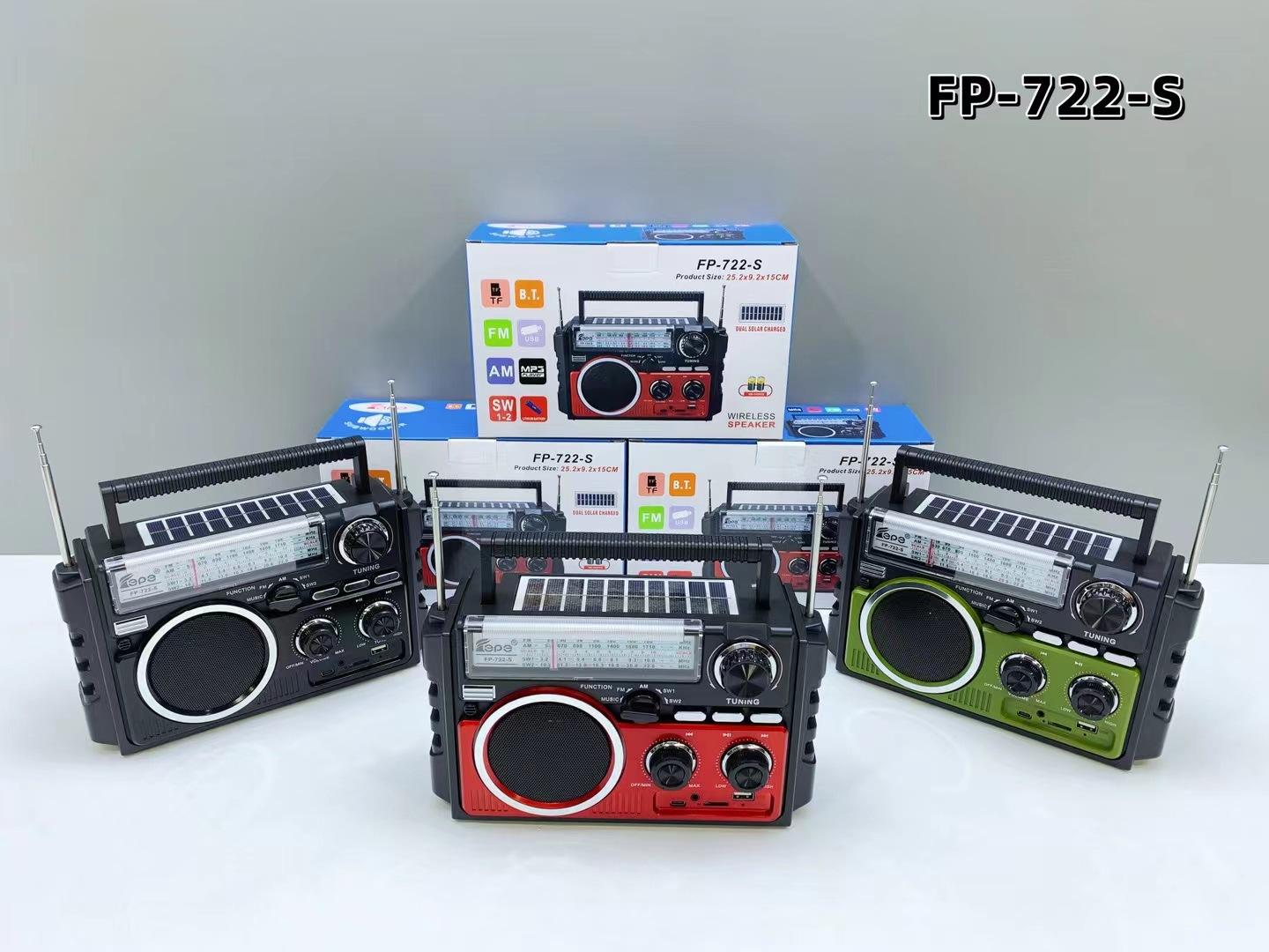 Dual Solar Speaker FP-722-S – AM/FM/SW Radio with Bluetooth & Subwoofer