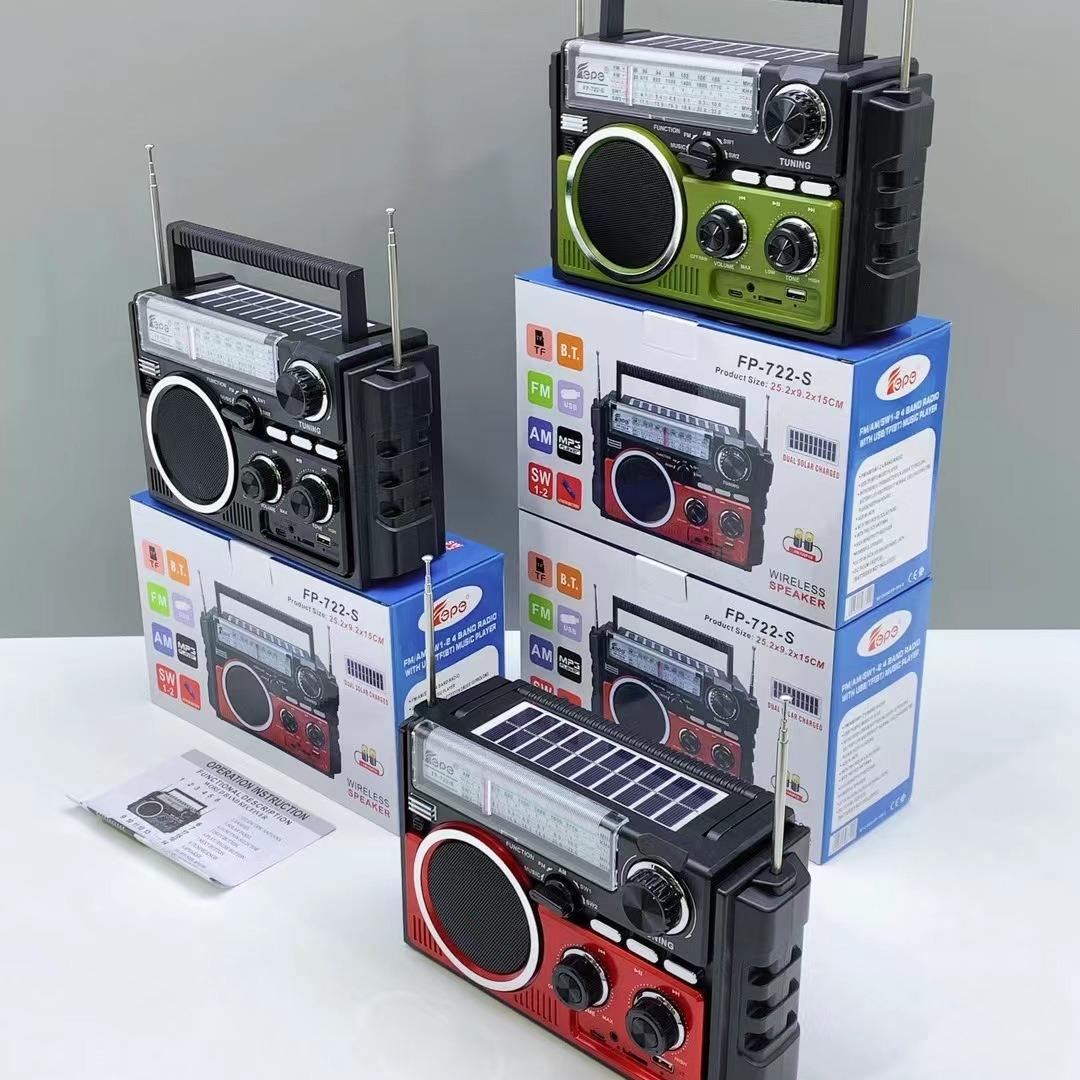 Dual Solar Speaker FP-722-S – AM/FM/SW Radio with Bluetooth & Subwoofer