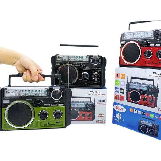 Dual Solar Speaker FP-722-S – AM/FM/SW Radio with Bluetooth & Subwoofer