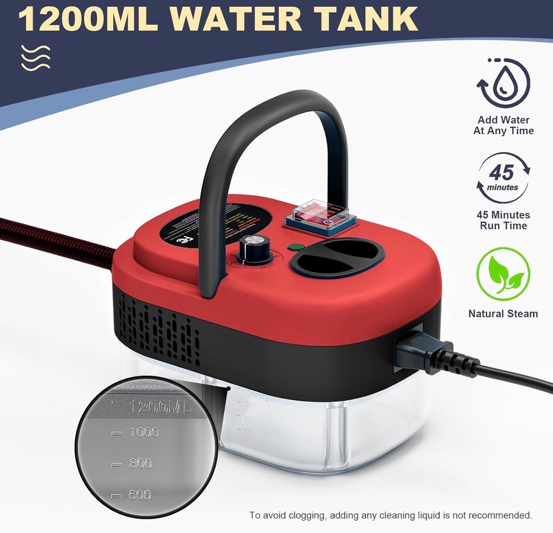 High Temperature Steam Cleaner – 105°C Handheld Steamer with Brush Attachments (1000ml)