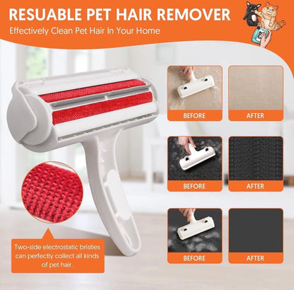 Usitek Pet Hair Remover Roller & Grooming Gloves Kit – Reusable Fur Cleaning & Grooming Set