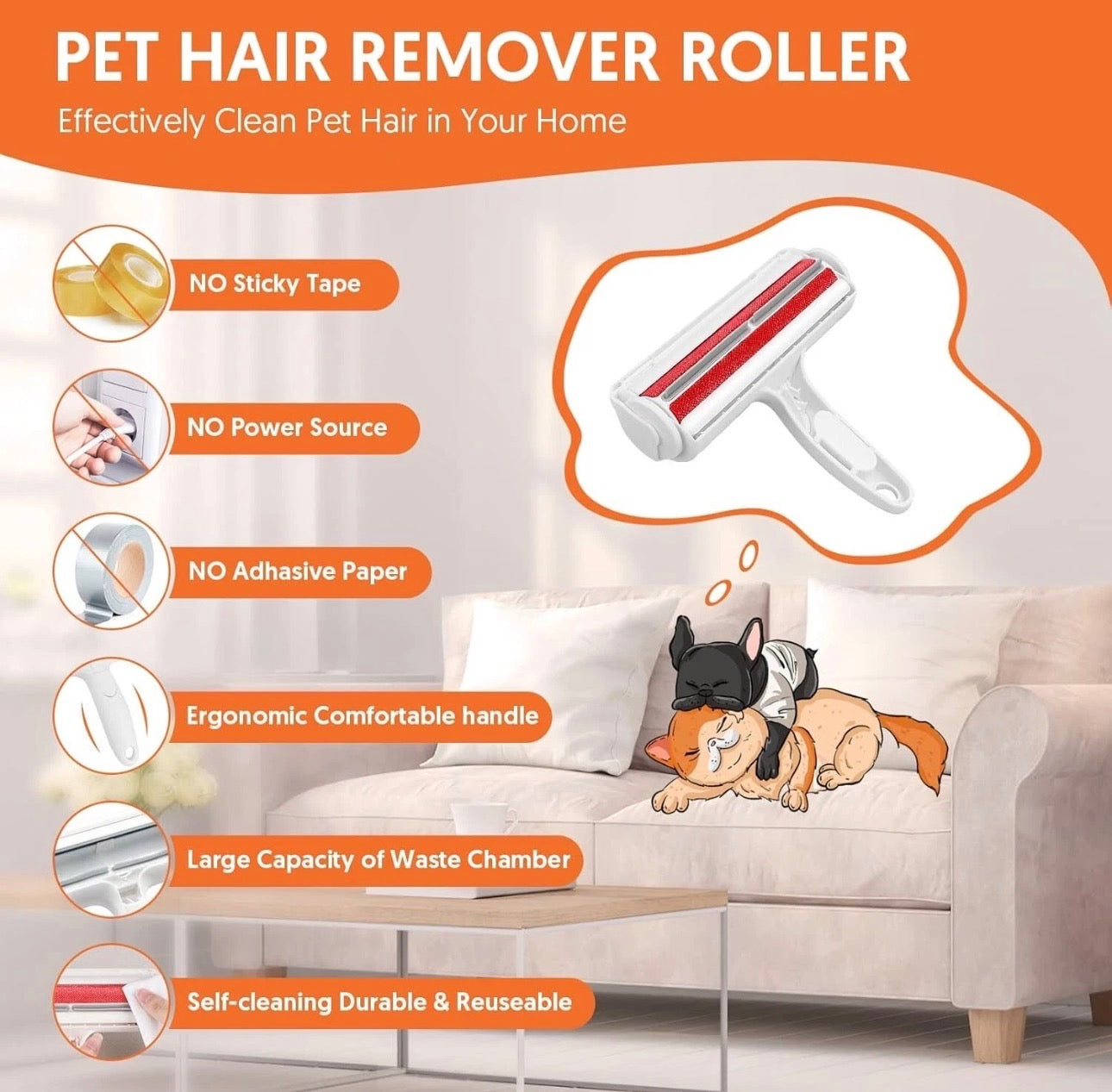 Usitek Pet Hair Remover Roller & Grooming Gloves Kit – Reusable Fur Cleaning & Grooming Set