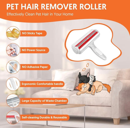 Usitek Pet Hair Remover Roller & Grooming Gloves Kit – Reusable Fur Cleaning & Grooming Set