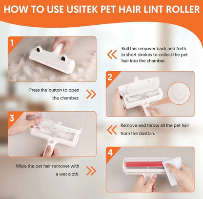 Usitek Pet Hair Remover Roller & Grooming Gloves Kit – Reusable Fur Cleaning & Grooming Set