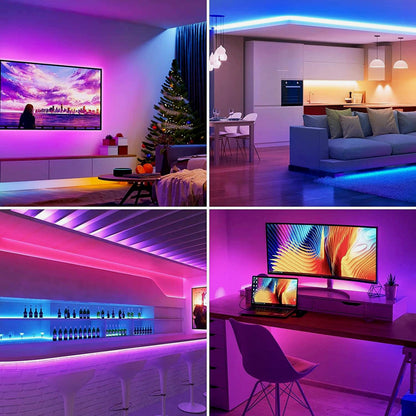 32.8ft RGB LED Strip Lights Kit – Color Changing with Remote & Full Installation Kit