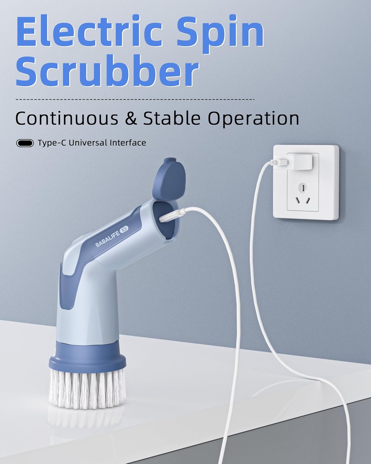 Babalife K3 Cordless Multi-Function Spin Scrubber