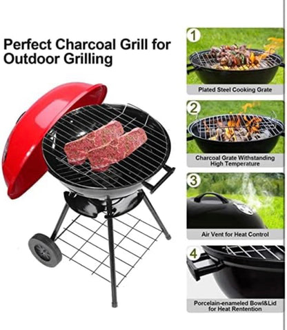 17-Inch Portable Charcoal Barbecue Kettle Grill