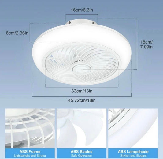 Bedroom Ceiling Fan with Light Remote & App Control, 18"