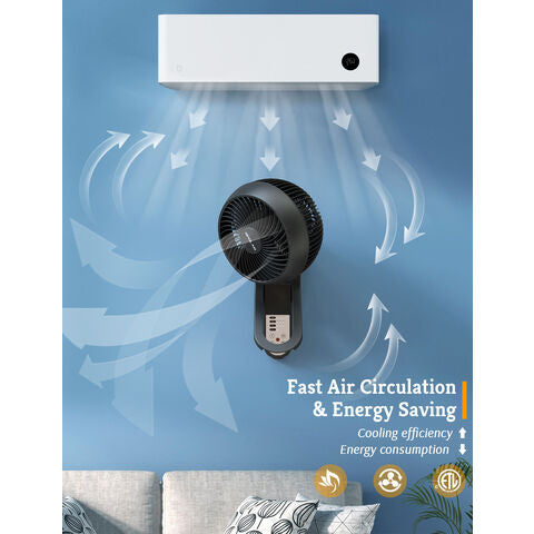 OPOLAR 15” Wall Mount Air Circulator Fan with Remote – 3 Speeds, 360° Airflow