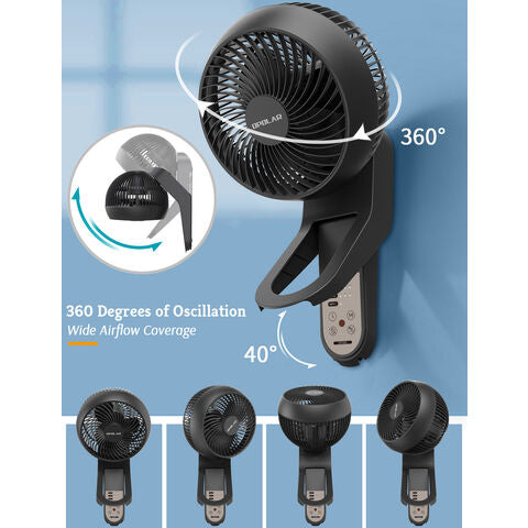 OPOLAR 15” Wall Mount Air Circulator Fan with Remote – 3 Speeds, 360° Airflow