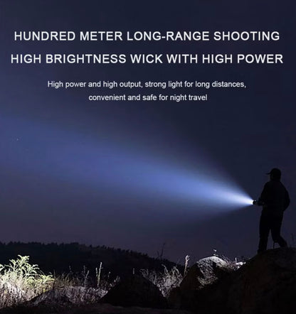 15W USB Rechargeable Emergency Flashlight – E27 Lamp Head – Type-C Charging – High Brightness
