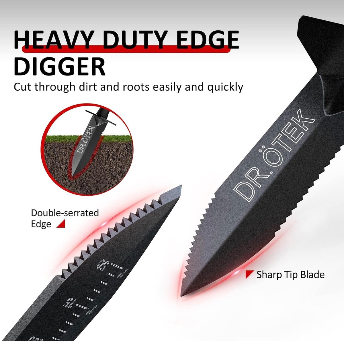 Heavy Duty Metal Detecting Shovel – Double Serrated Manganese Steel Digging Tool with Belt Sheath