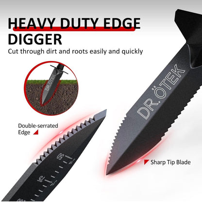 Heavy Duty Metal Detecting Shovel – Double Serrated Manganese Steel Digging Tool with Belt Sheath