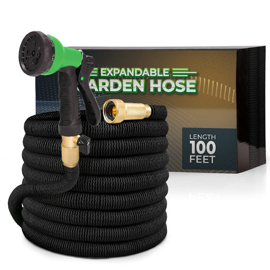 Expandable Garden Hose 100ft with 8-Function Spray Nozzle – Lightweight, Anti-Kink, Heavy Duty
