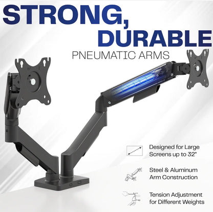 Dual Monitor Desk Mount Mechanical Arm – Fits 17" to 32" Screens