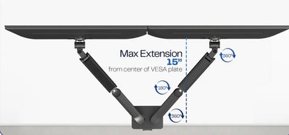 Dual Monitor Desk Mount Mechanical Arm – Fits 17" to 32" Screens