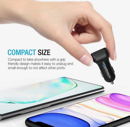 Maxboost Dual USB Car Charger 24W 4.8A Fast Charging Adapter – Black & White
