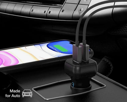 Maxboost Dual USB Car Charger 24W 4.8A Fast Charging Adapter – Black & White