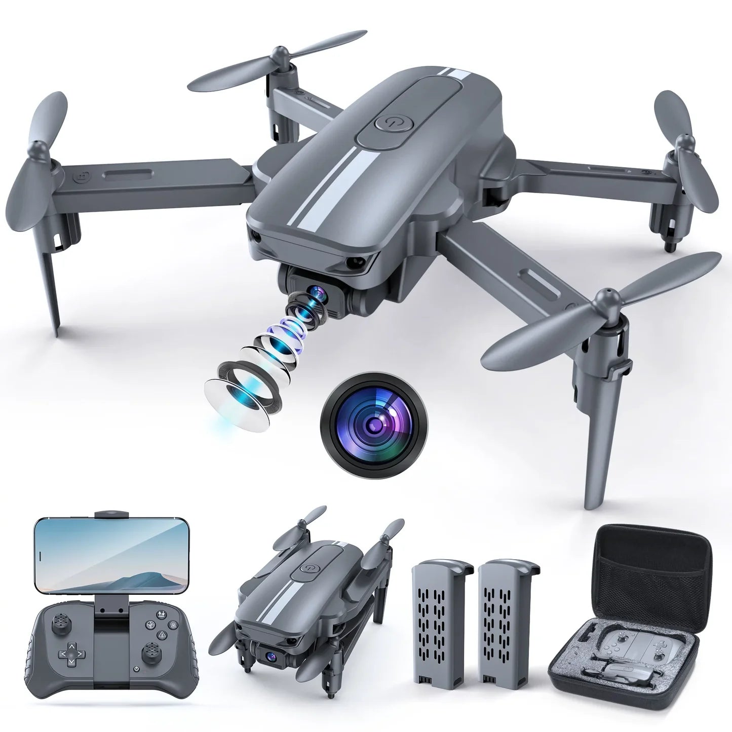 S17 Drone with 4K HD Camera – Foldable RC Quadcopter with 2 Batteries