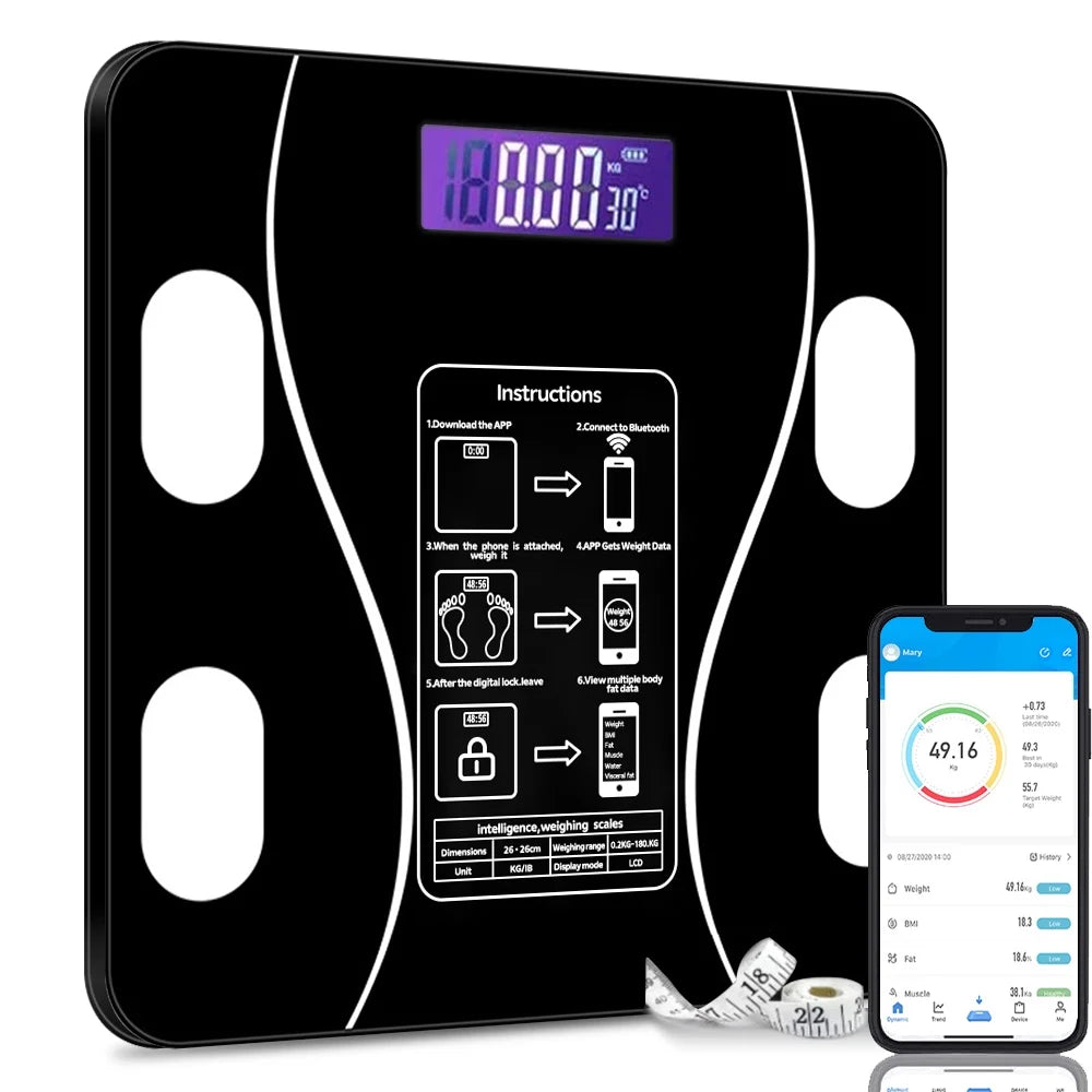 Bluetooth Smart Body Fat Scale – Digital Weight & Body Composition Analyzer (397 lb Capacity) (Pink)