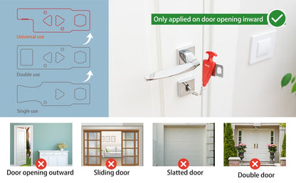 Portable Door Lock for Travel & Home Security – Red