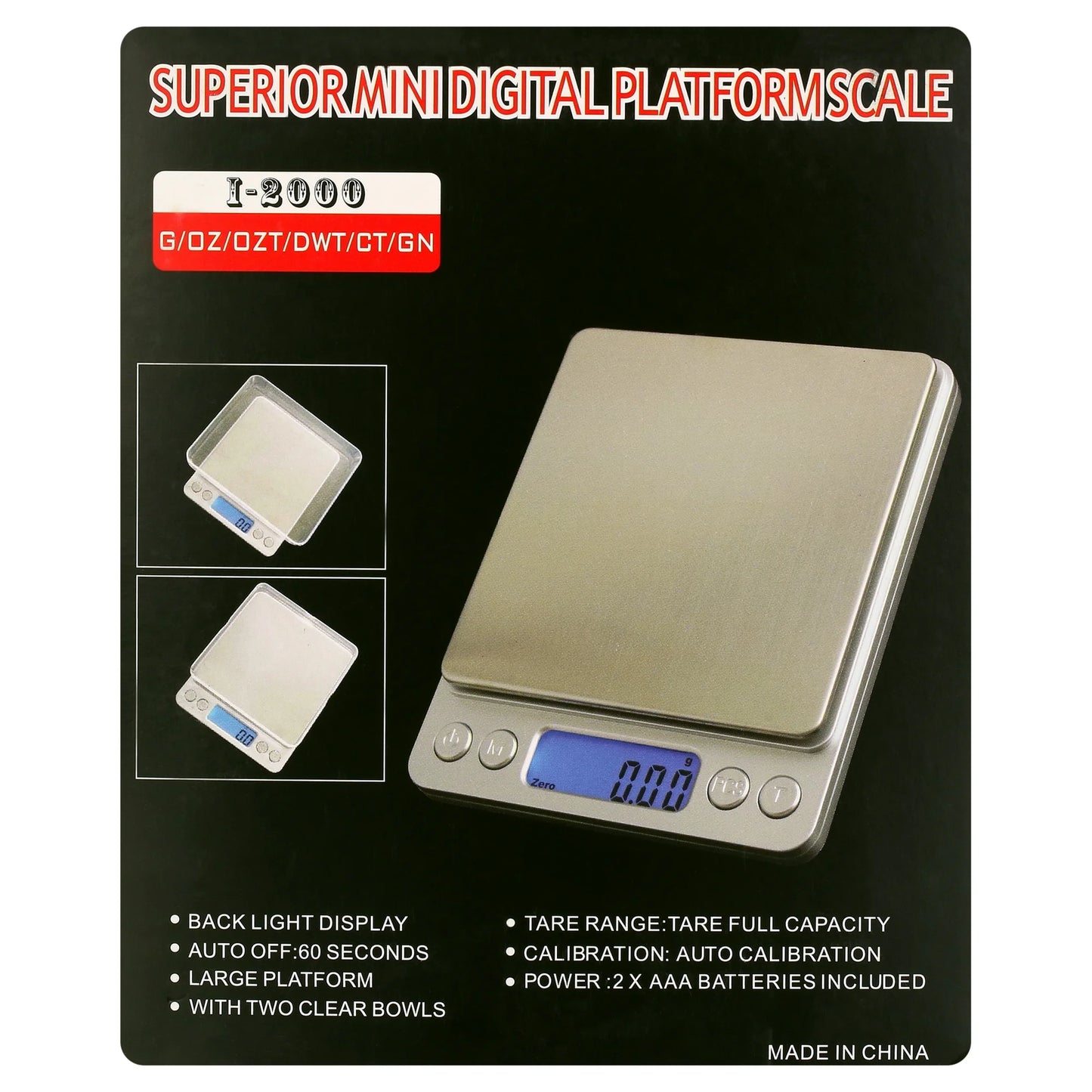 American Weigh Digital Tray Scale – 2000g Capacity / 0.1g Precision