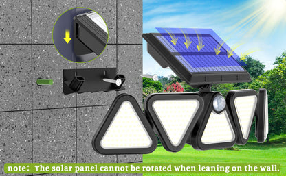 Solar Outdoor Flood Lights – 306 LED, 5 Adjustable Heads, Motion Sensor