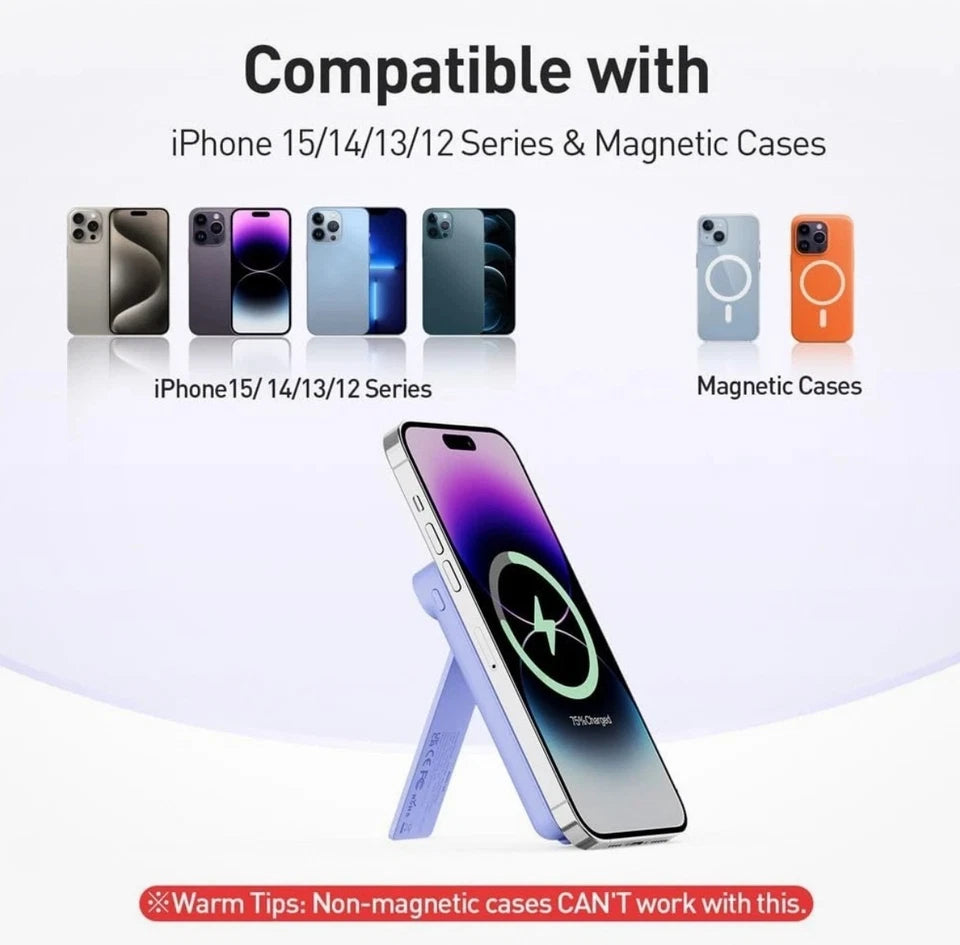 iWALK MAG-X Magnetic Wireless Power Bank with Stand – 5000mAh MagSafe Portable Charger with LED Display