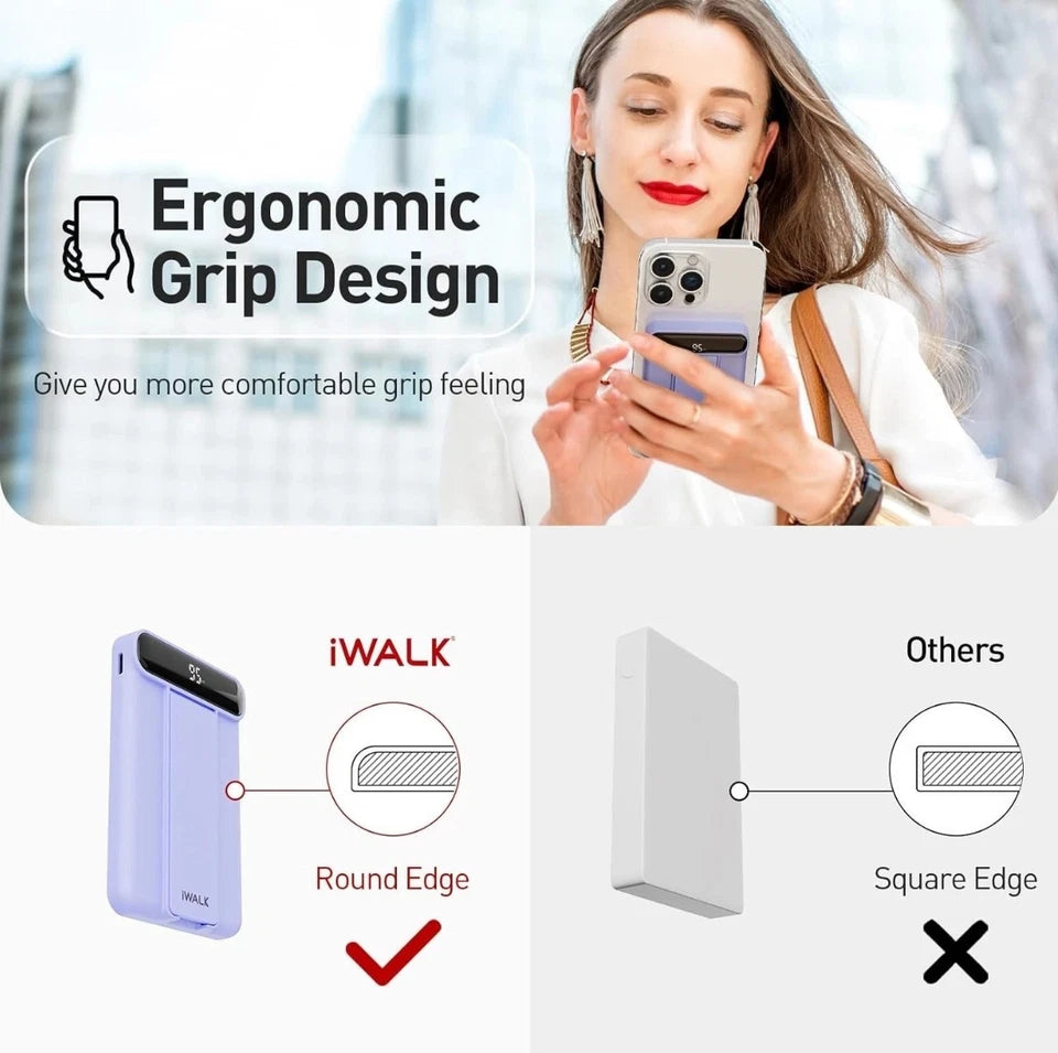 iWALK MAG-X Magnetic Wireless Power Bank with Stand – 5000mAh MagSafe Portable Charger with LED Display