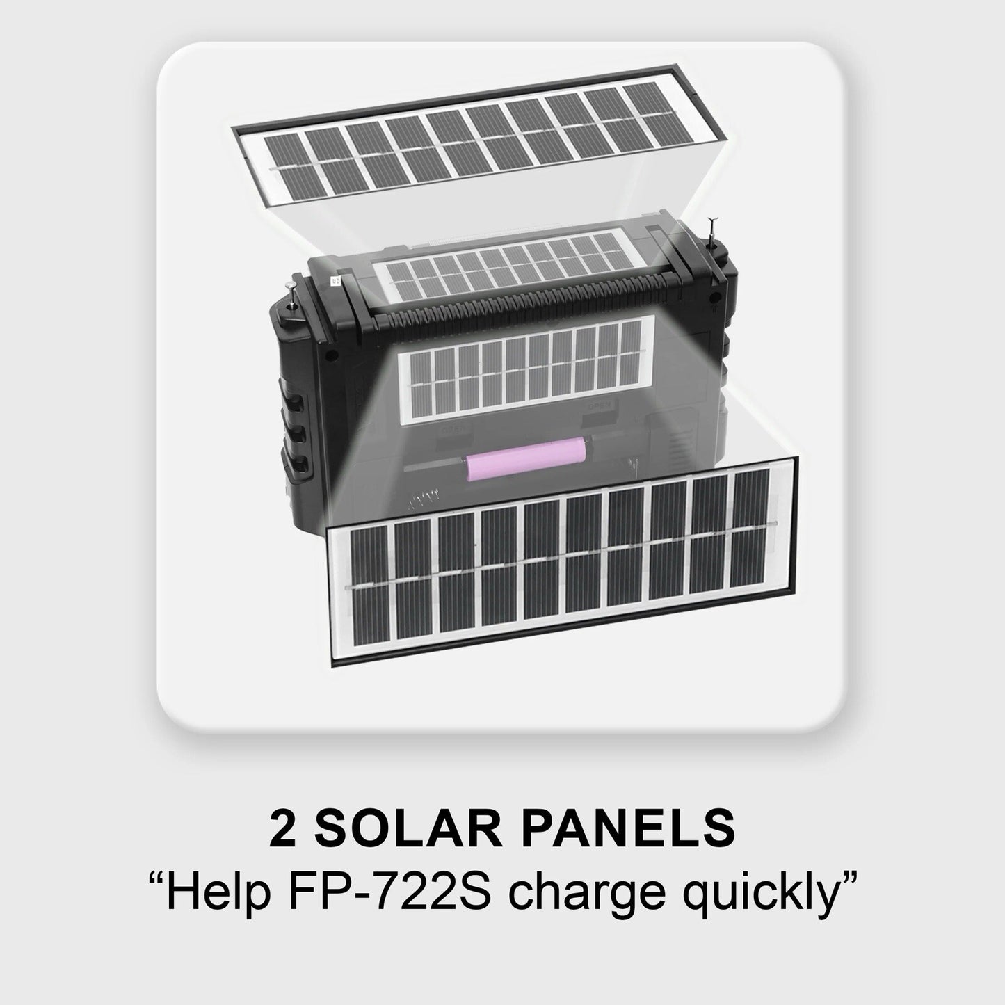 Dual Solar Speaker FP-722-S – AM/FM/SW Radio with Bluetooth & Subwoofer