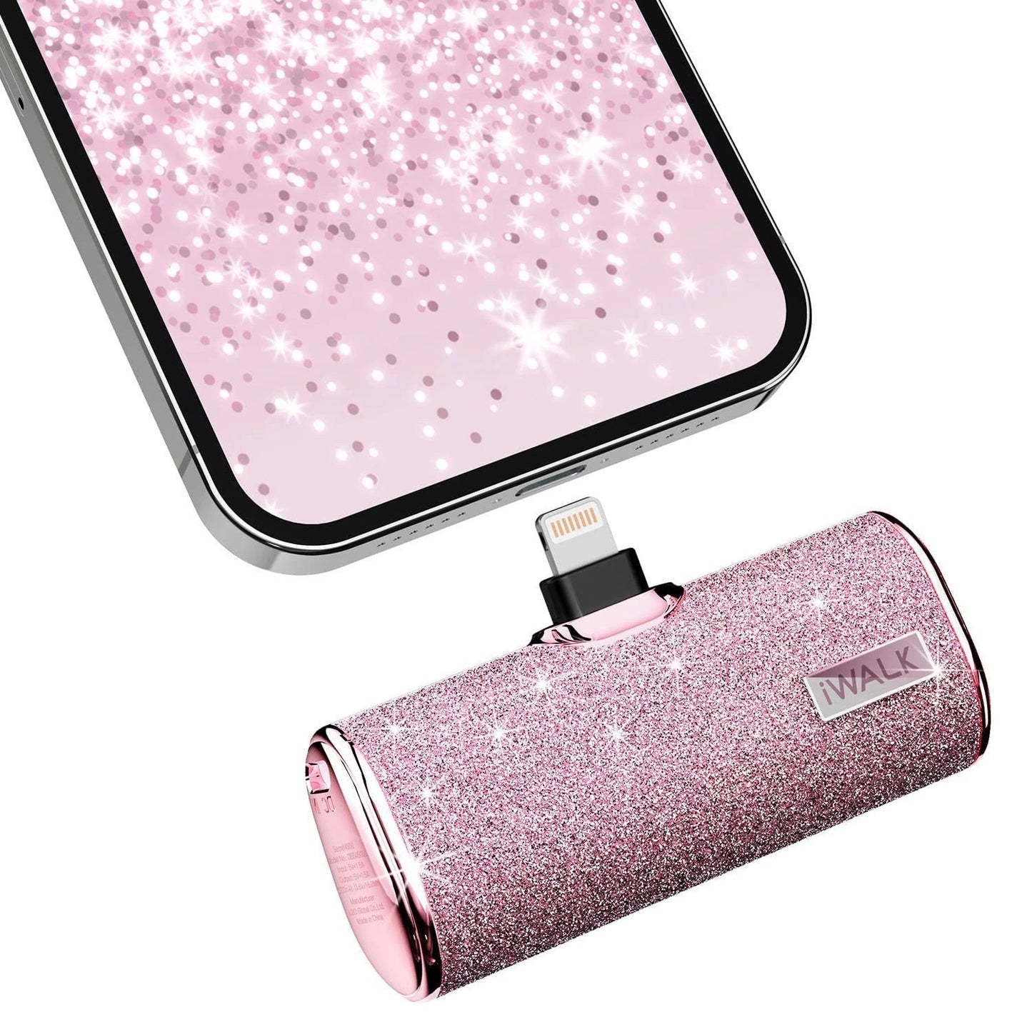 iWALK Portable Charger 4500mAh – Pink Compact Power Bank for iPhone (Lipstick Size)