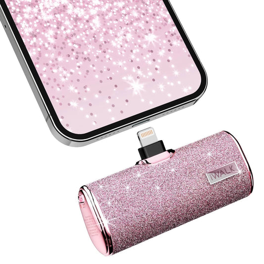 iWALK Portable Charger 4500mAh – Pink Compact Power Bank for iPhone (Lipstick Size)