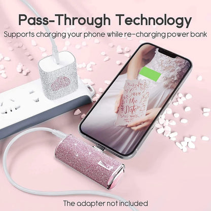 iWALK Portable Charger 4500mAh – Pink Compact Power Bank for iPhone (Lipstick Size)