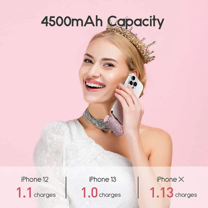 iWALK Portable Charger 4500mAh – Pink Compact Power Bank for iPhone (Lipstick Size)