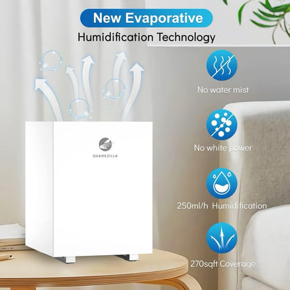 SHARKZILLA Evaporative Humidifier (1.3 Gallon, No-Mist)